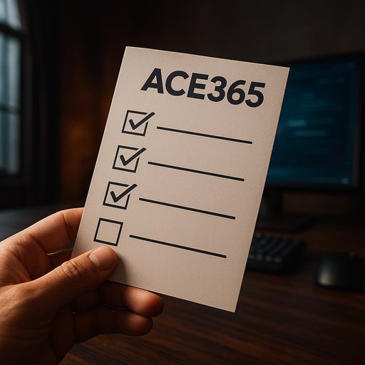ACE365 terms card checklist for policy adherence